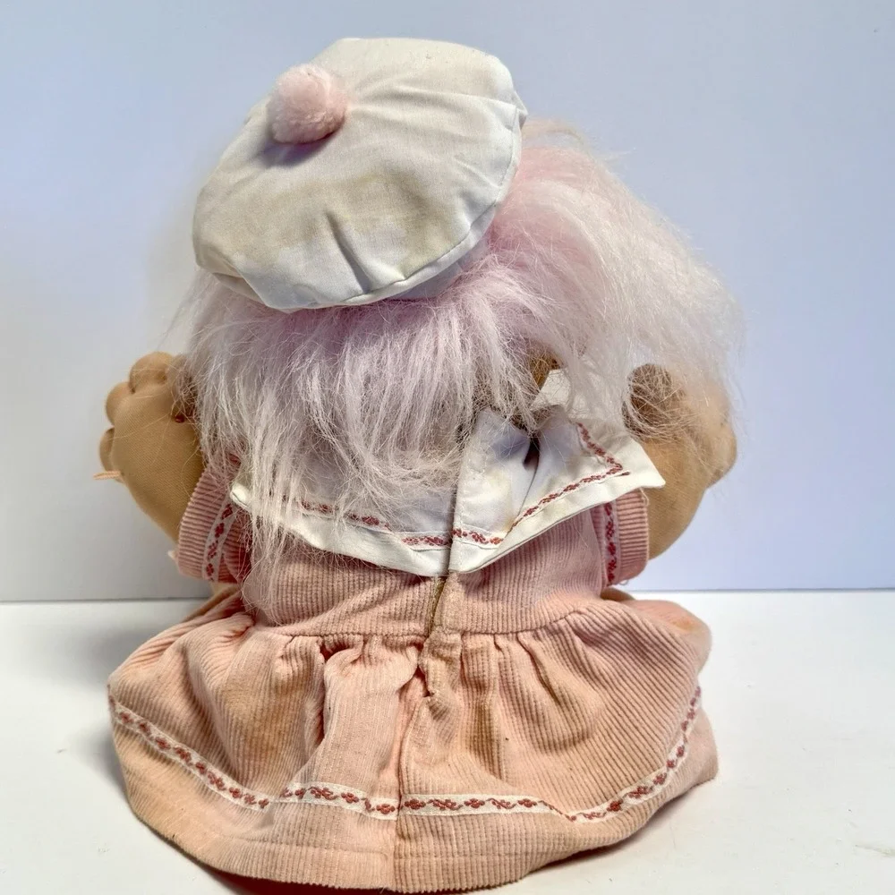 Vtg Russ Berrie Baby Girl Troll Pink Hair Blue Eyes Dress‎ Plush Doll Toy 12